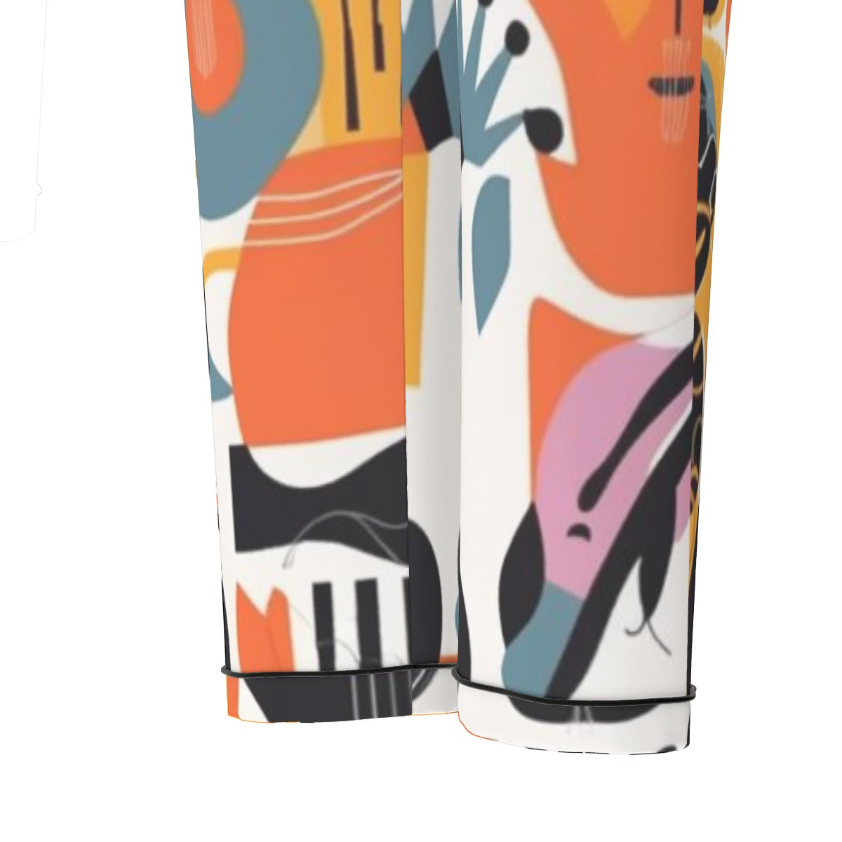 All-Over Print Women's Long Sleeve Pajama Set With Black Contrast Piping