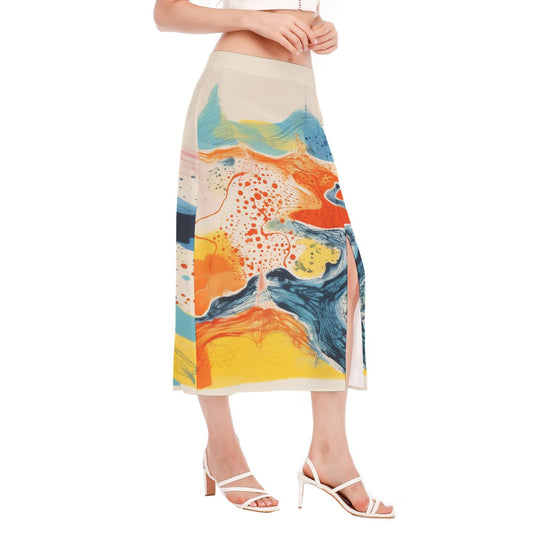 All-Over Print Women's High Slit Long Skirt