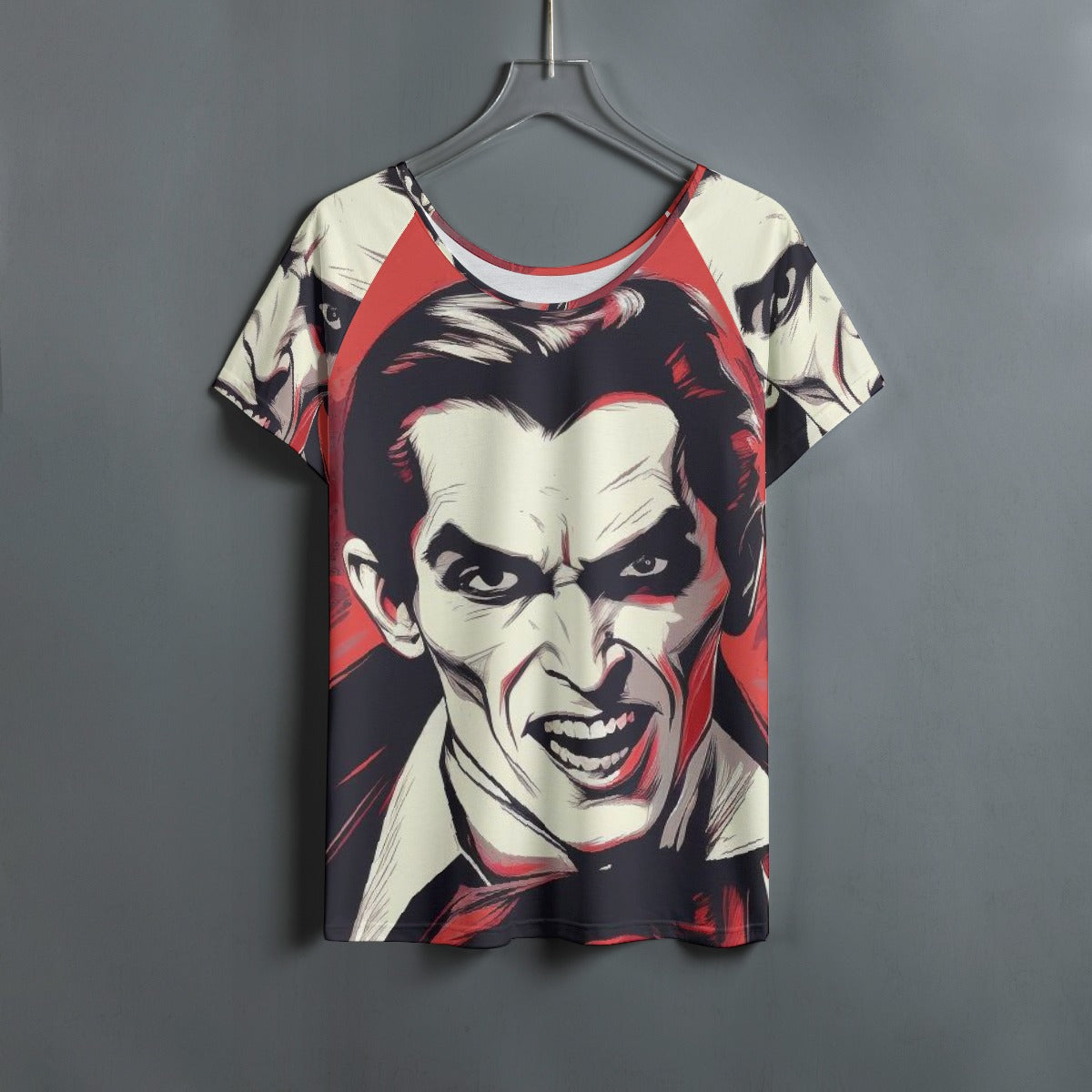 All-Over Print Women's Round Neck T-shirt With Raglan Sleeve