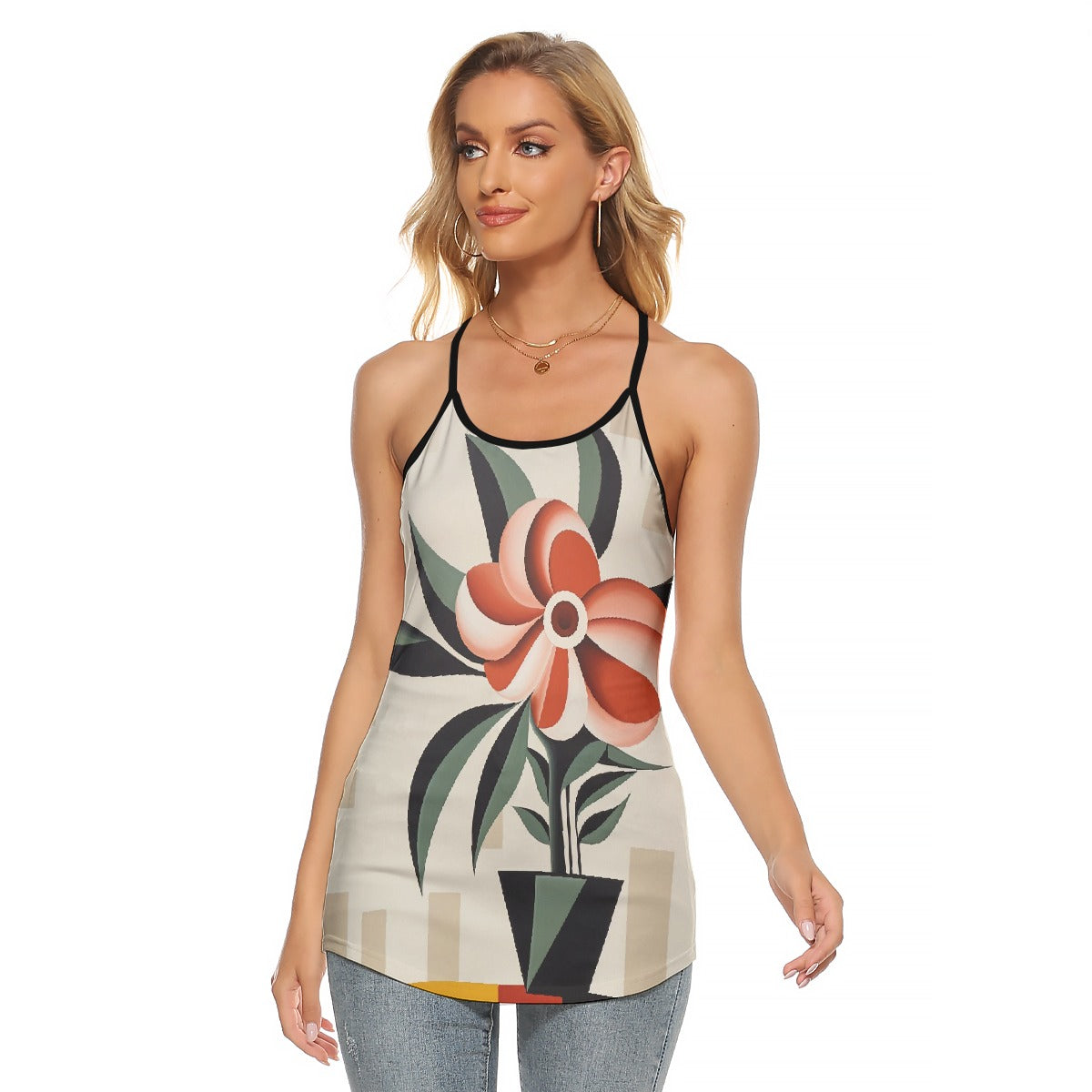 All-Over Print Women's Criss-Cross Open Back Tank Top