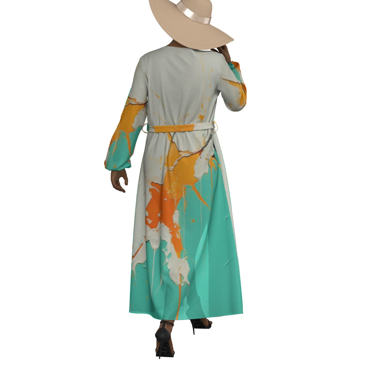 All-Over Print Women's Lace-up Chiffon Robe