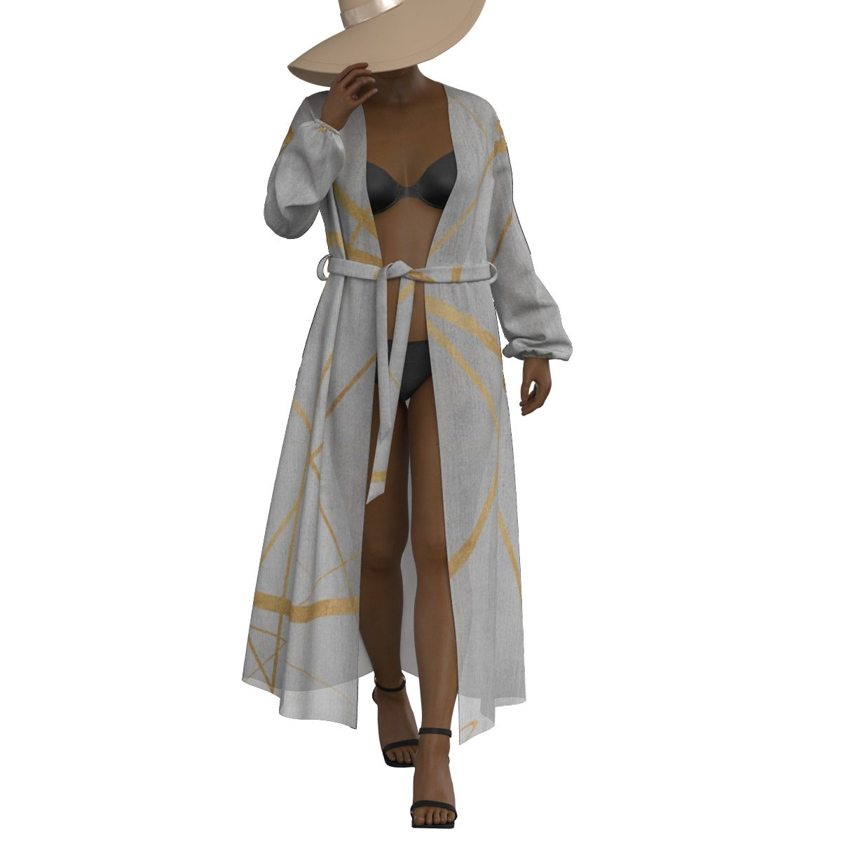 All-Over Print Women's Lace-up Chiffon Robe