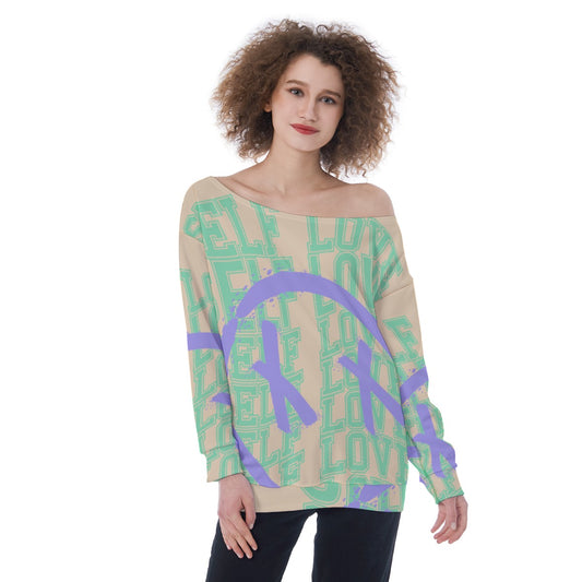 All-Over Print Oversized Women's Off-Shoulder Sweatshirt