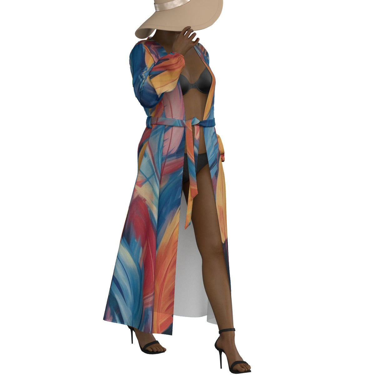 All-Over Print Women's Lace-up Chiffon Robe