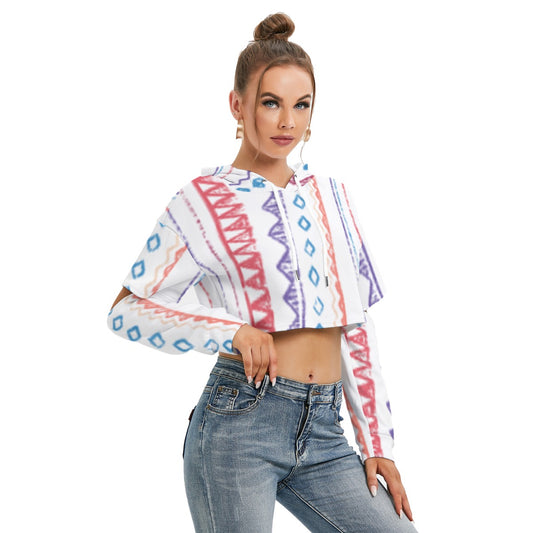 All-Over Print Women's Heavy Fleece Hoodie With Hollow Out Sleeve