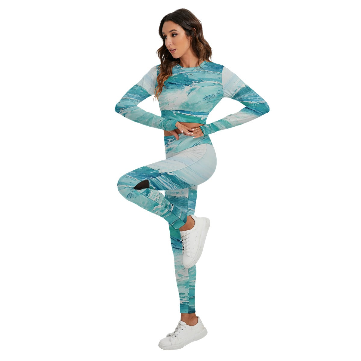 All-Over Print Women's Sport Set With Backless Top And Leggings