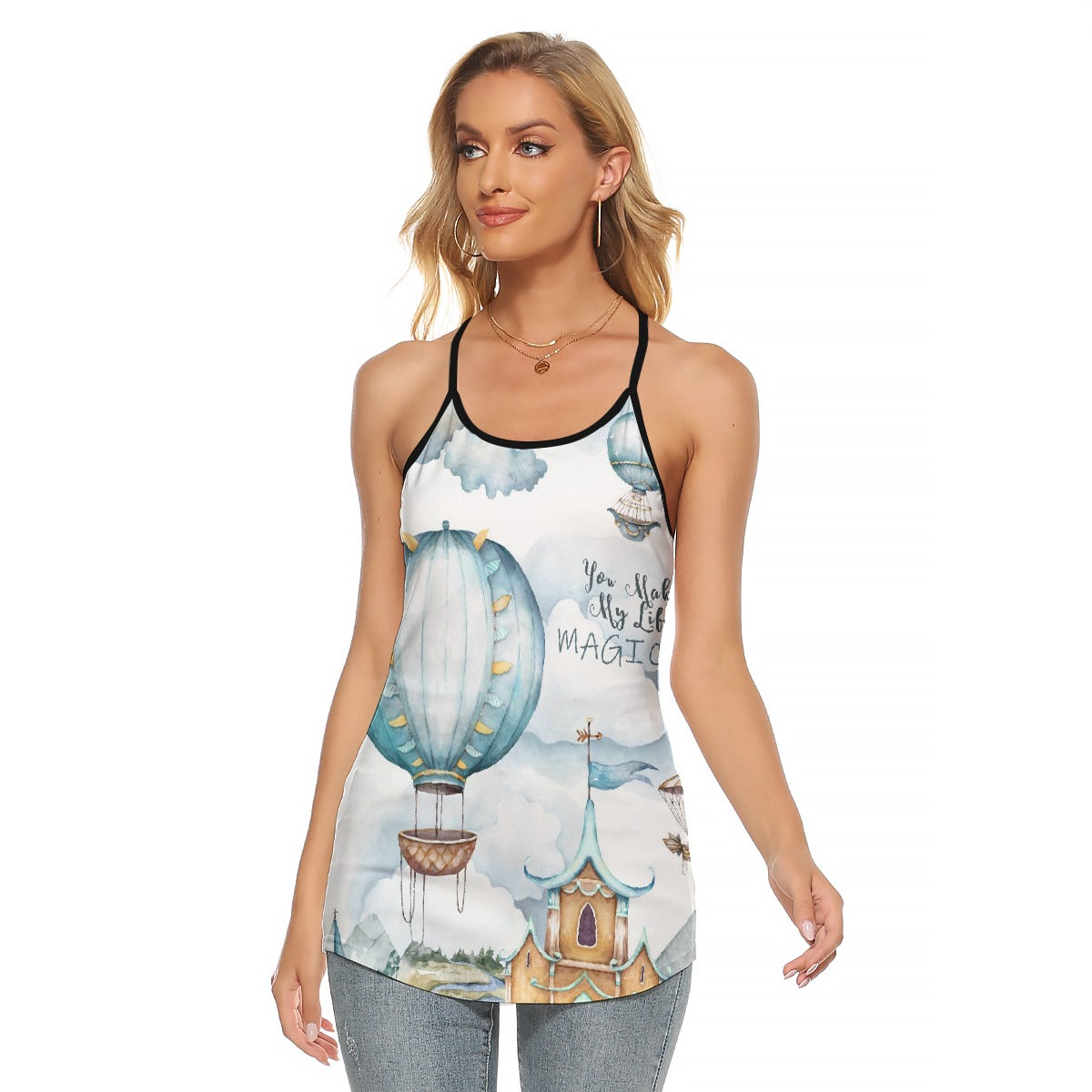 All-Over Print Women's Criss-Cross Open Back Tank Top