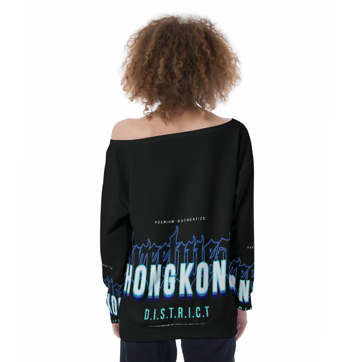 All-Over Print Oversized Women's Off-Shoulder Sweatshirt