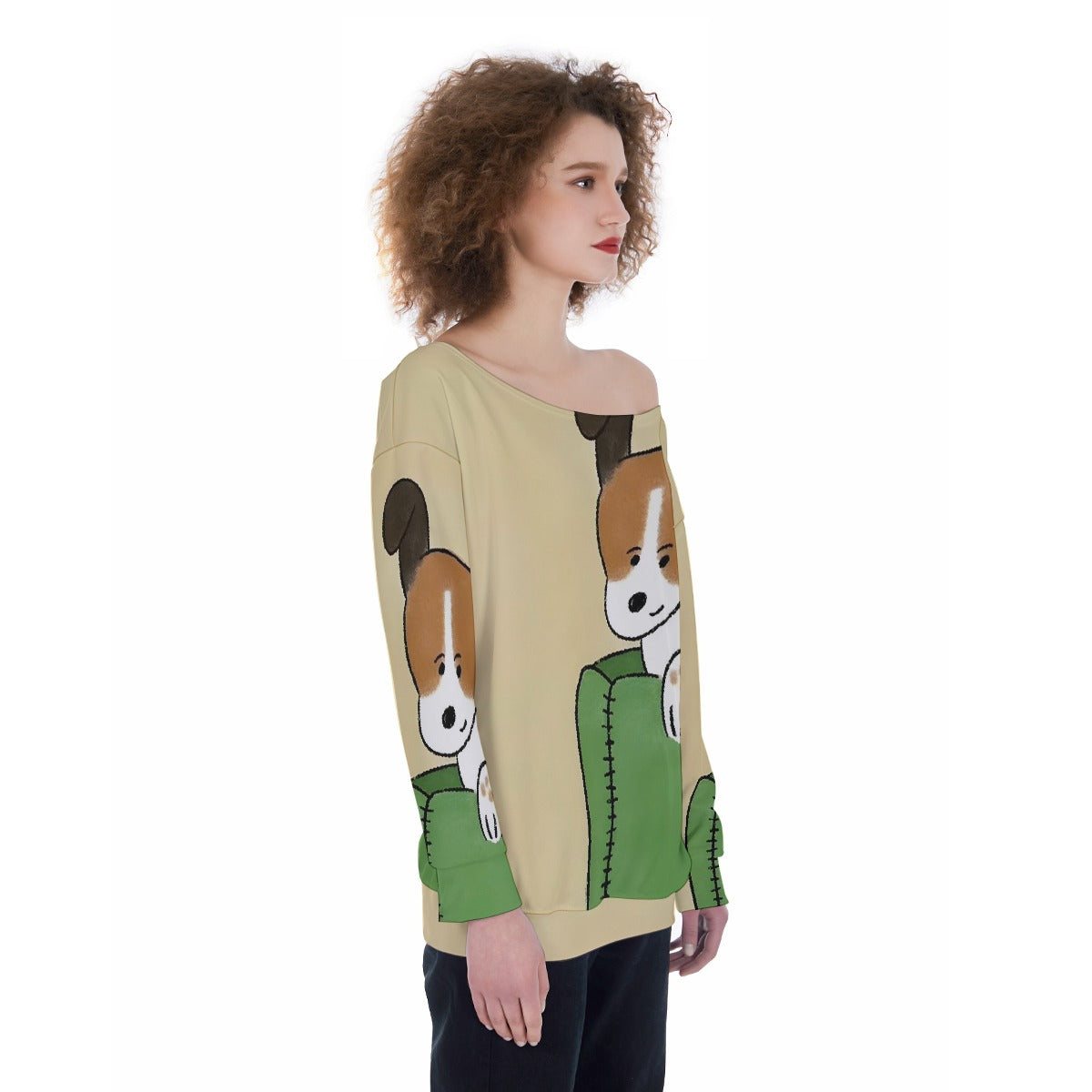 All-Over Print Oversized Women's Off-Shoulder Sweatshirt