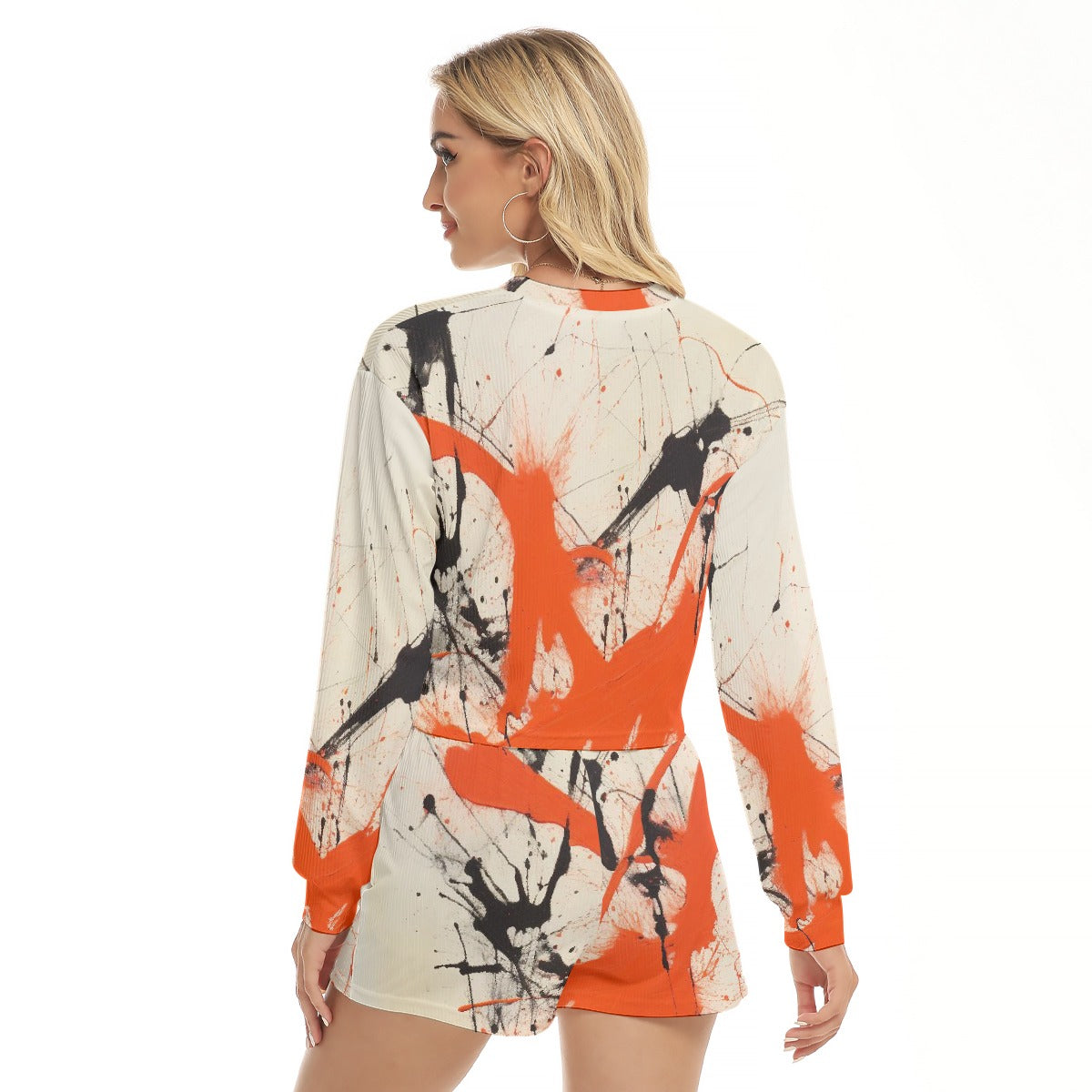 All-Over Print Women's Short Sweatshirt And Pants Suit