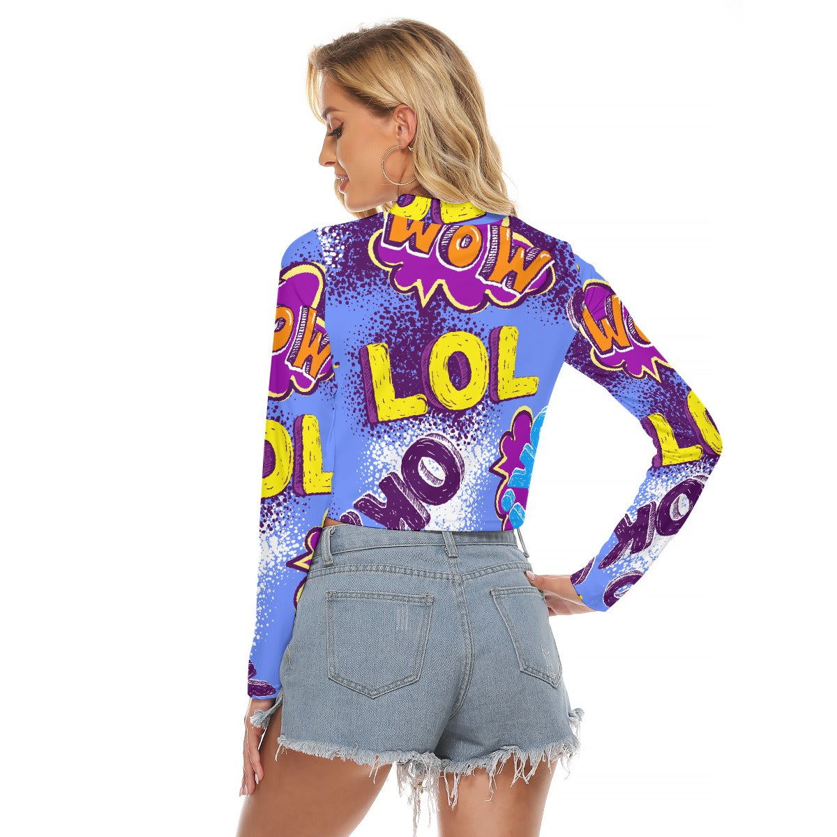 All-Over Print Women's Hollow Chest Keyhole Tight Crop Top