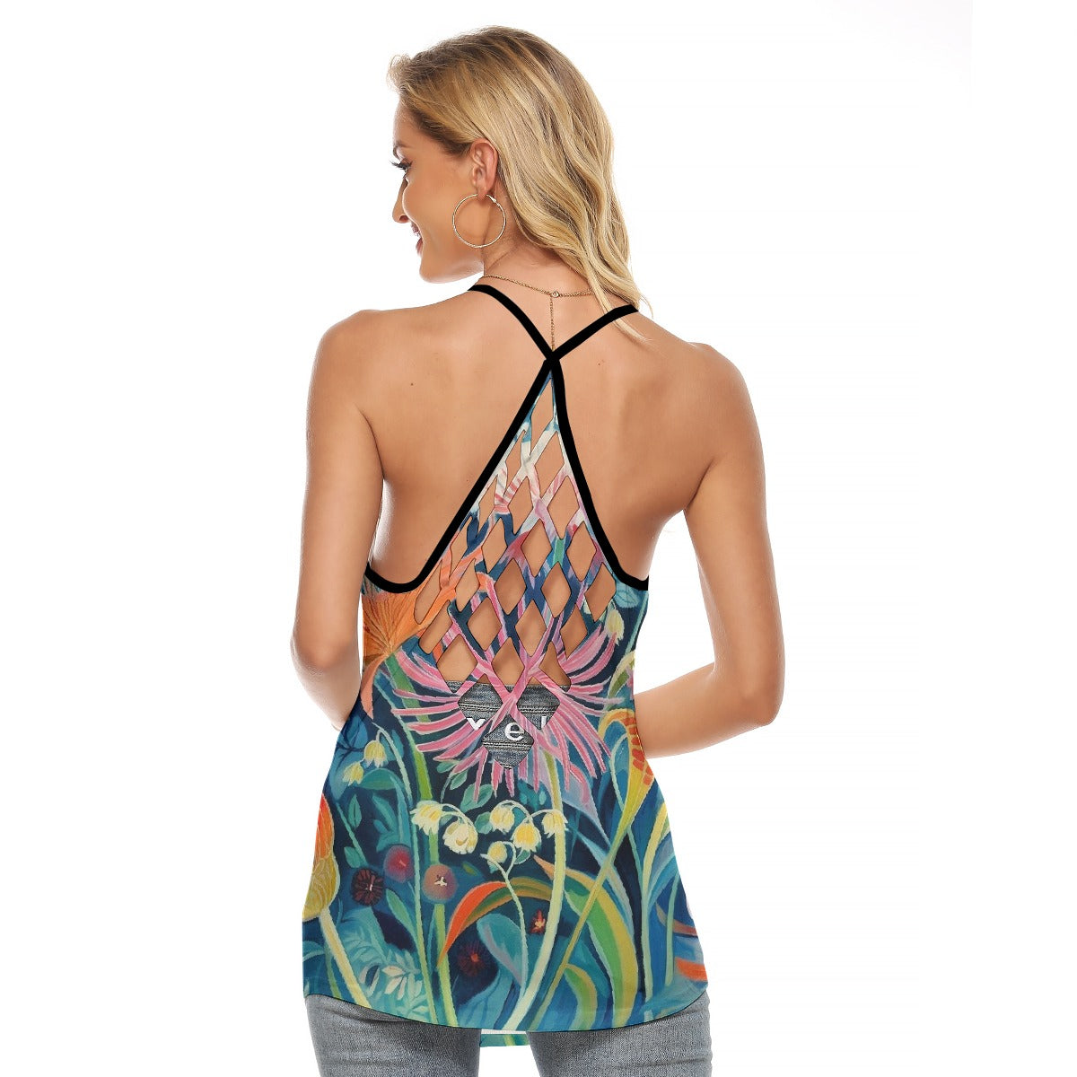 All-Over Print Women's Criss-Cross Open Back Tank Top
