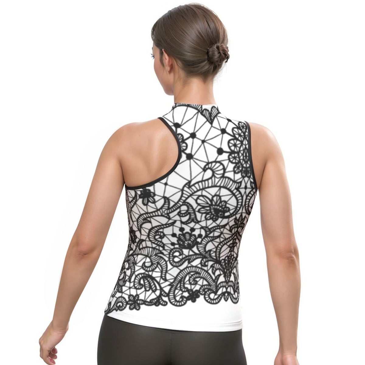 All-Over Print Women's Halter Sleeveless Asymmetrical Tank Top
