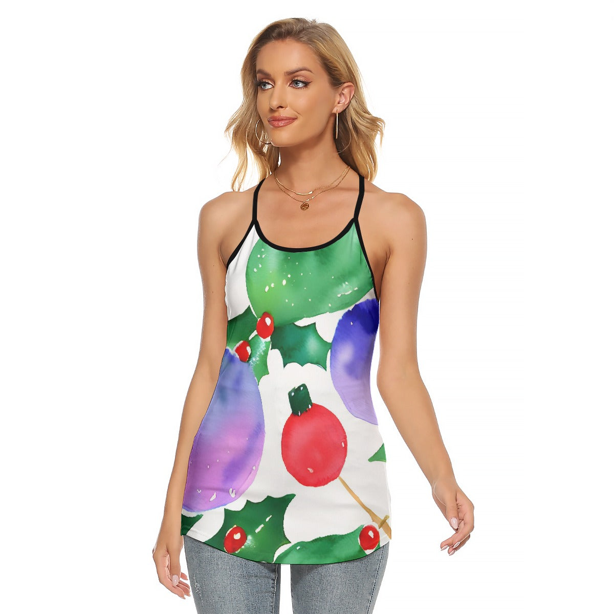 All-Over Print Women's Criss-Cross Open Back Tank Top