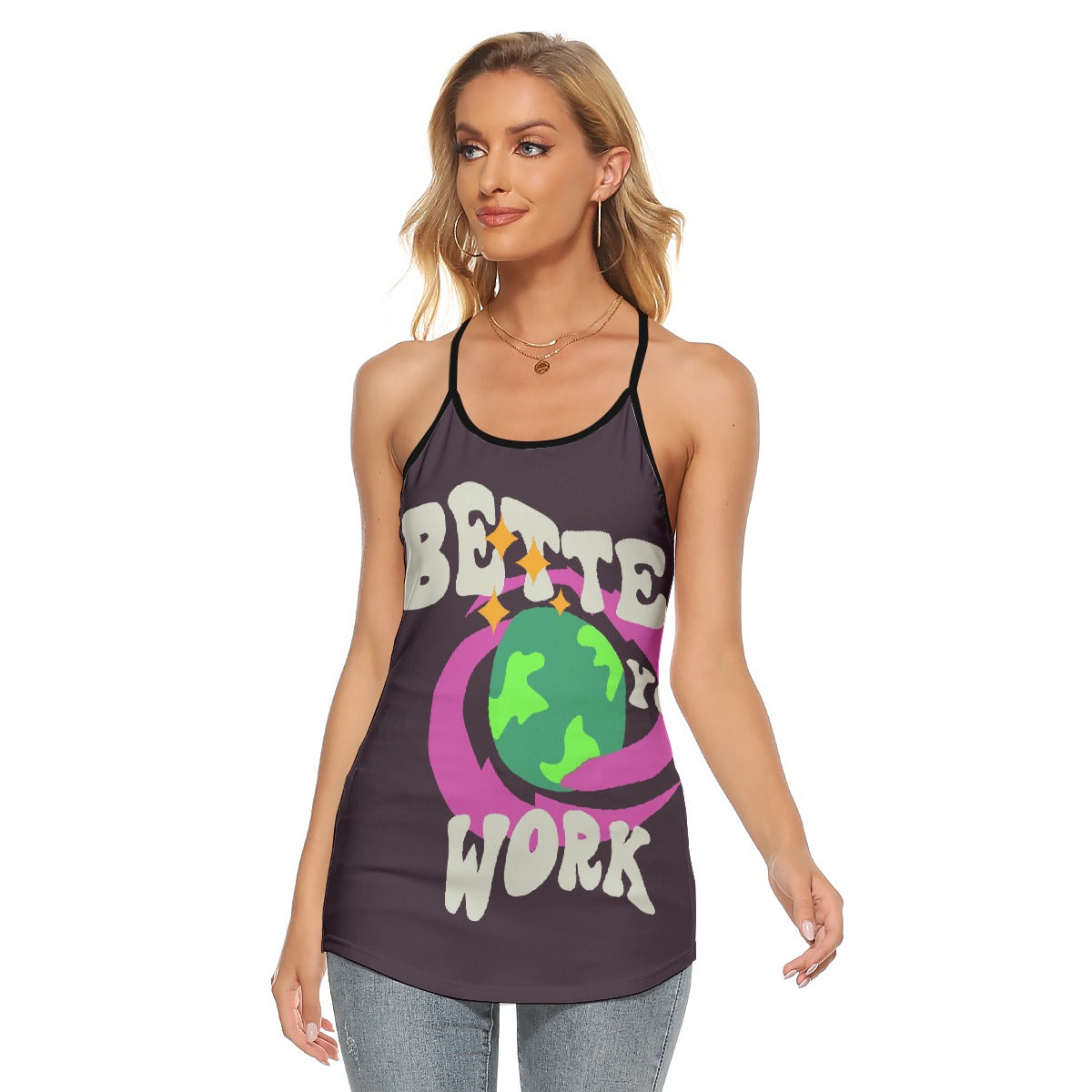 All-Over Print Women's Criss-Cross Open Back Tank Top
