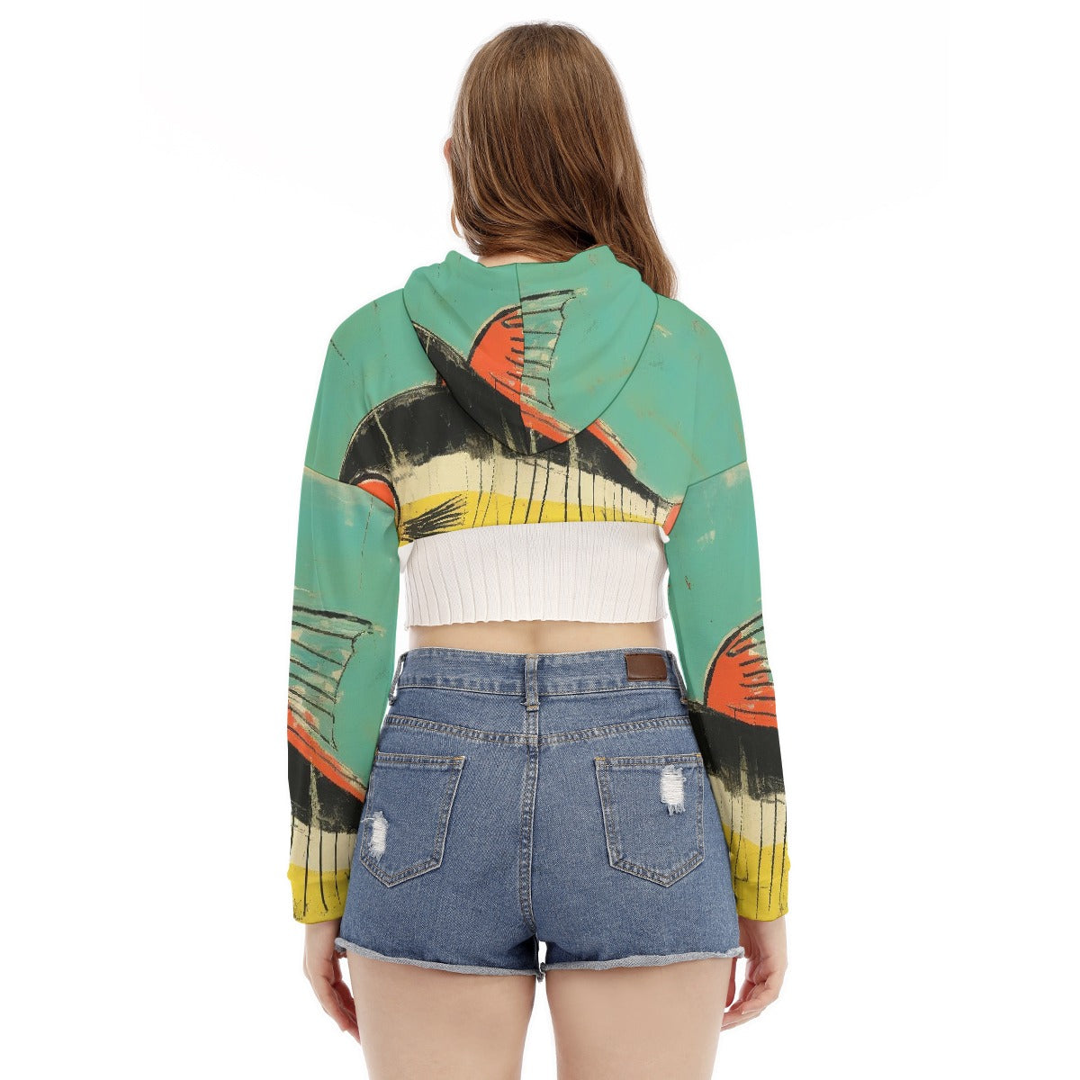 All-Over Print Women's Smock Short Hoodie With Long Sleeve