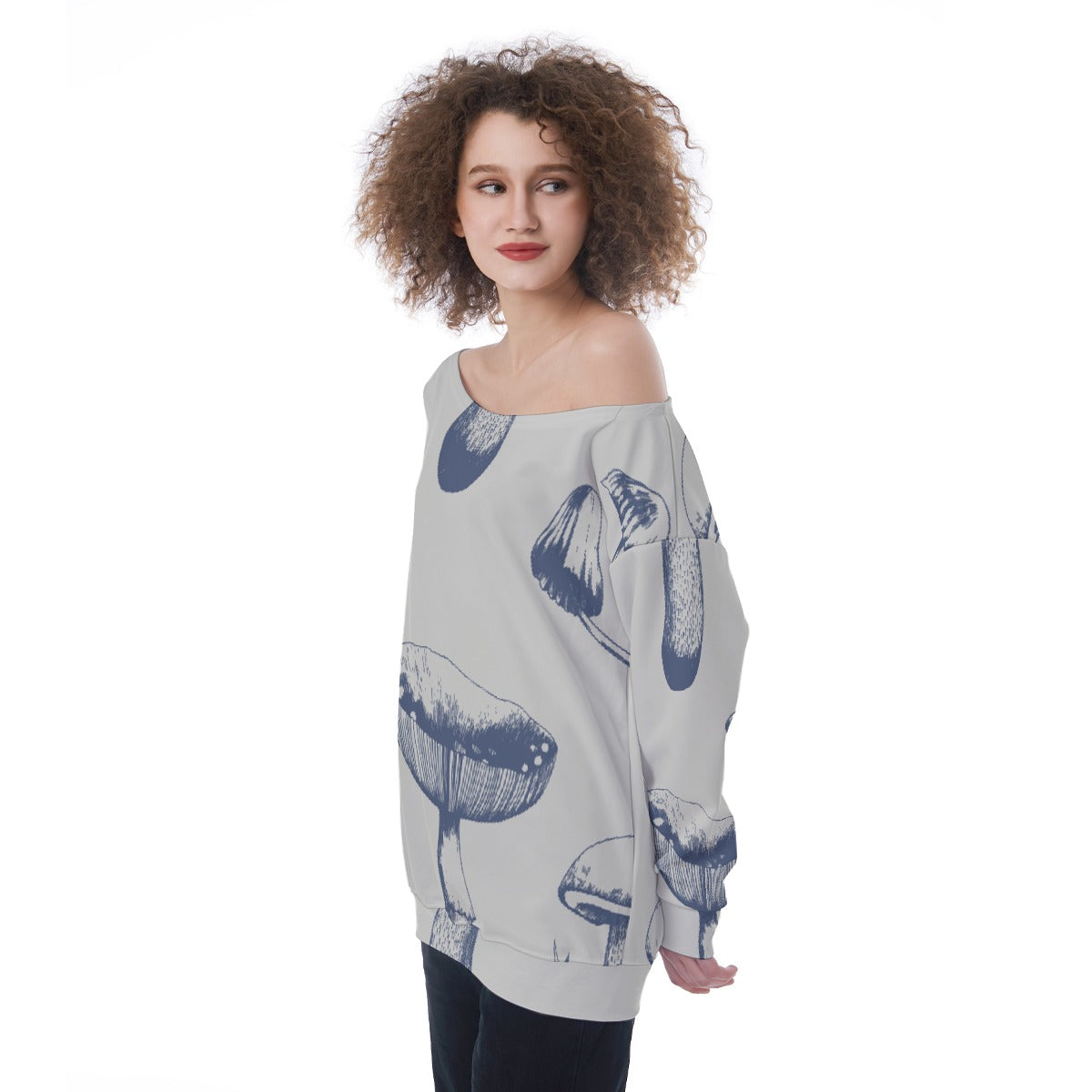 All-Over Print Oversized Women's Off-Shoulder Sweatshirt
