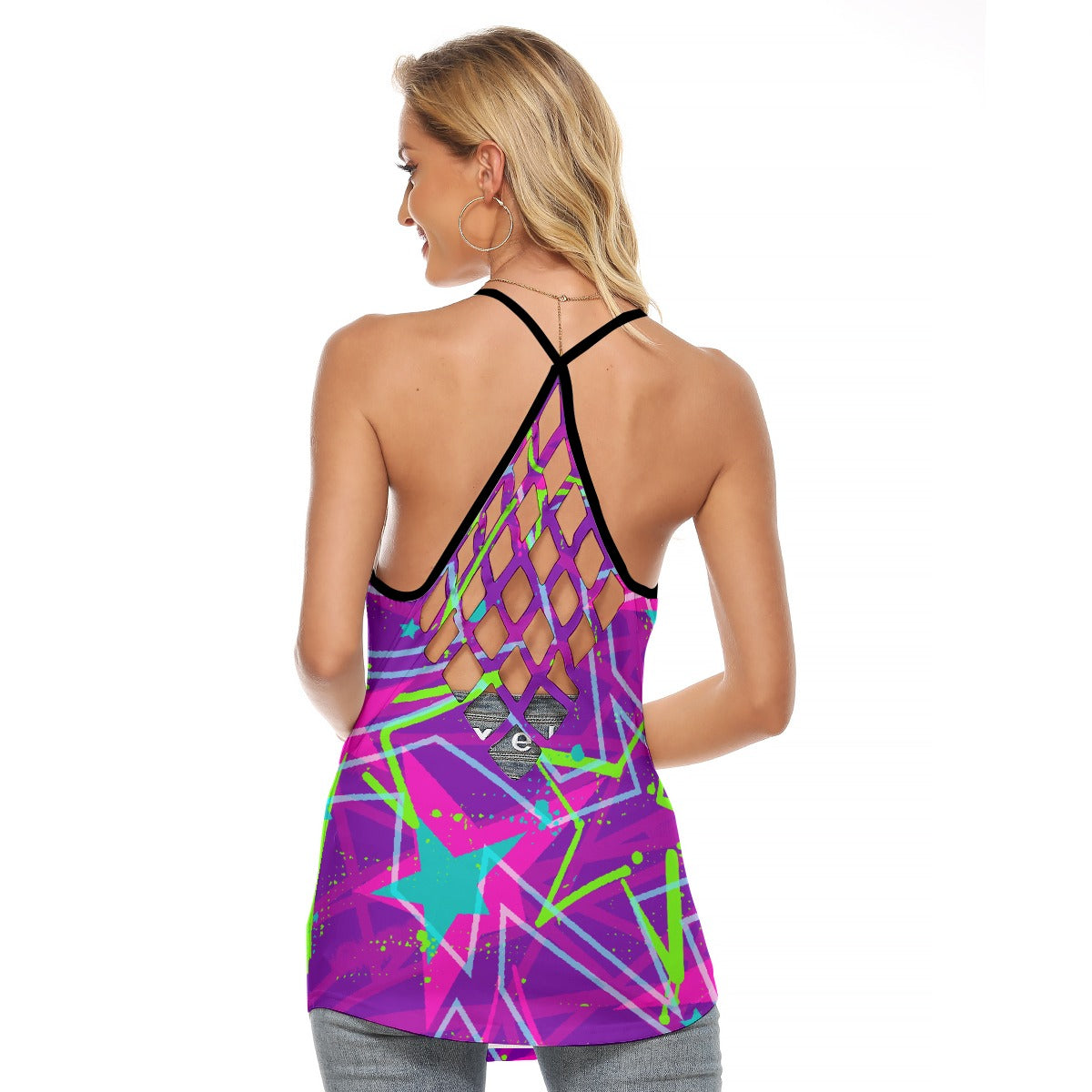 All-Over Print Women's Criss-Cross Open Back Tank Top