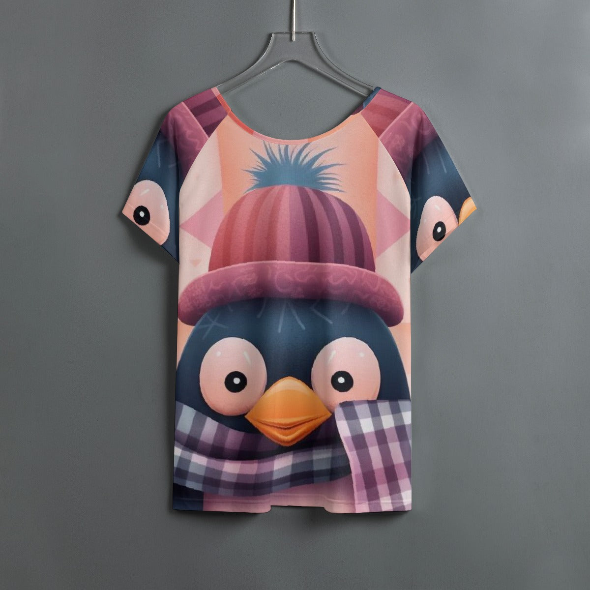 All-Over Print Women's Round Neck T-shirt With Raglan Sleeve