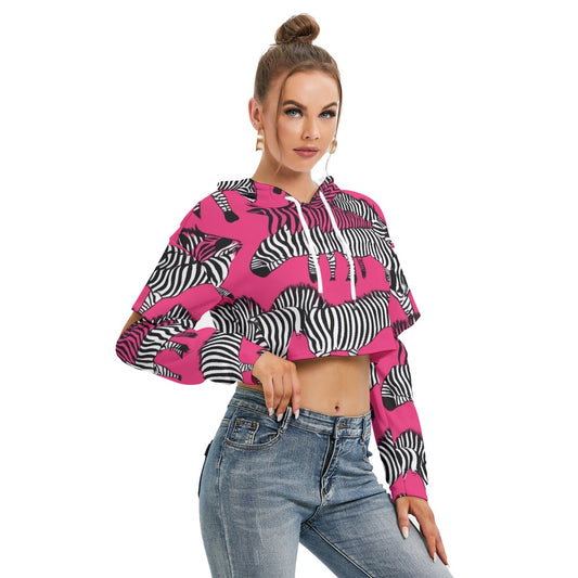 All-Over Print Women's Heavy Fleece Hoodie With Hollow Out Sleeve