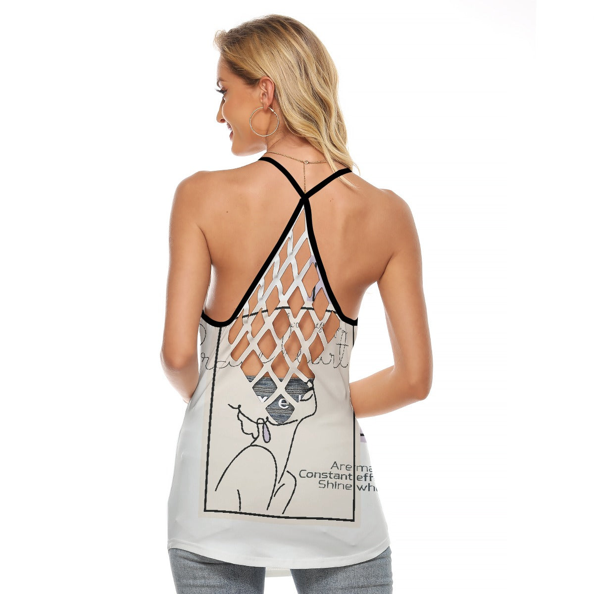 All-Over Print Women's Criss-Cross Open Back Tank Top