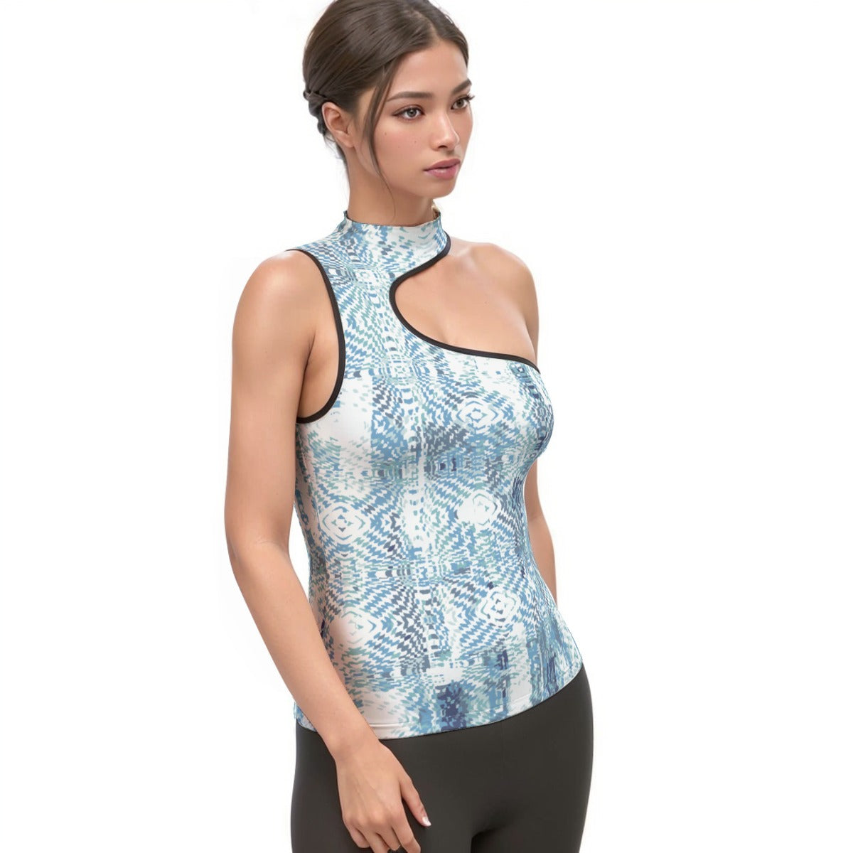 All-Over Print Women's Halter Sleeveless Asymmetrical Tank Top