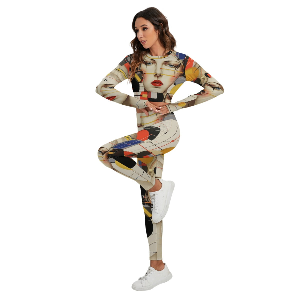 All-Over Print Women's Sport Set With Backless Top And Leggings