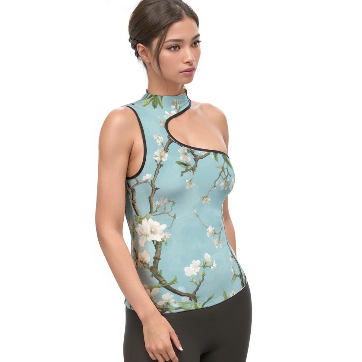 All-Over Print Women's Halter Sleeveless Asymmetrical Tank Top