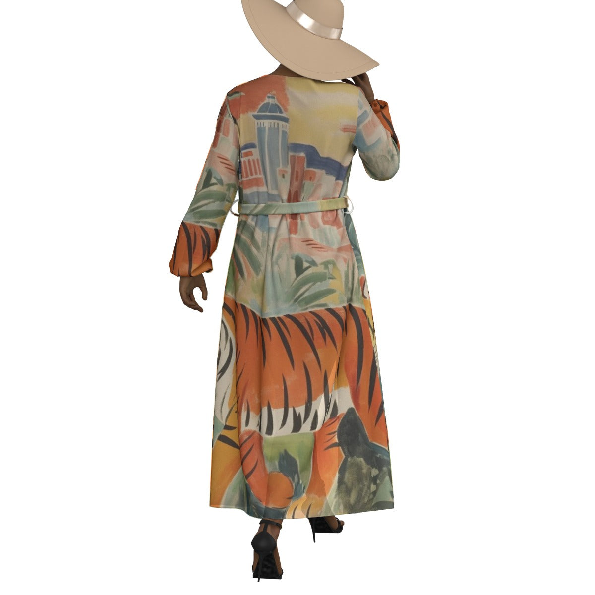 All-Over Print Women's Lace-up Chiffon Robe