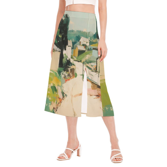 All-Over Print Women's High Slit Long Skirt