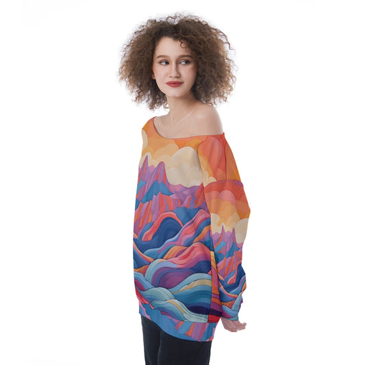 All-Over Print Oversized Women's Off-Shoulder Sweatshirt
