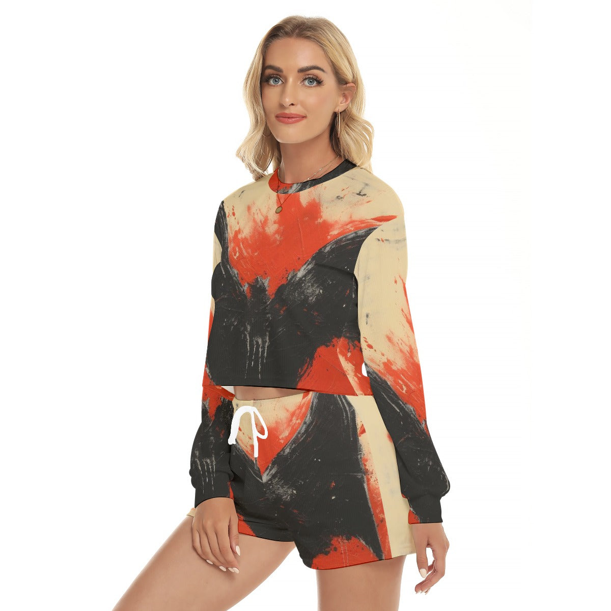 All-Over Print Women's Short Sweatshirt And Pants Suit