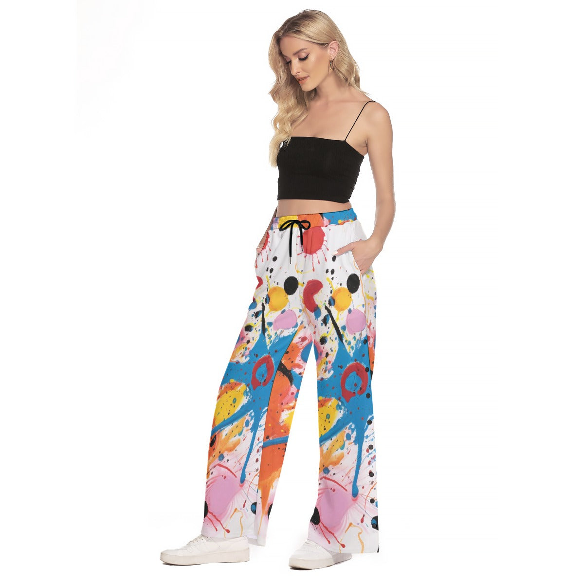 All-Over Print Women's Side Slit Snap Button Trousers