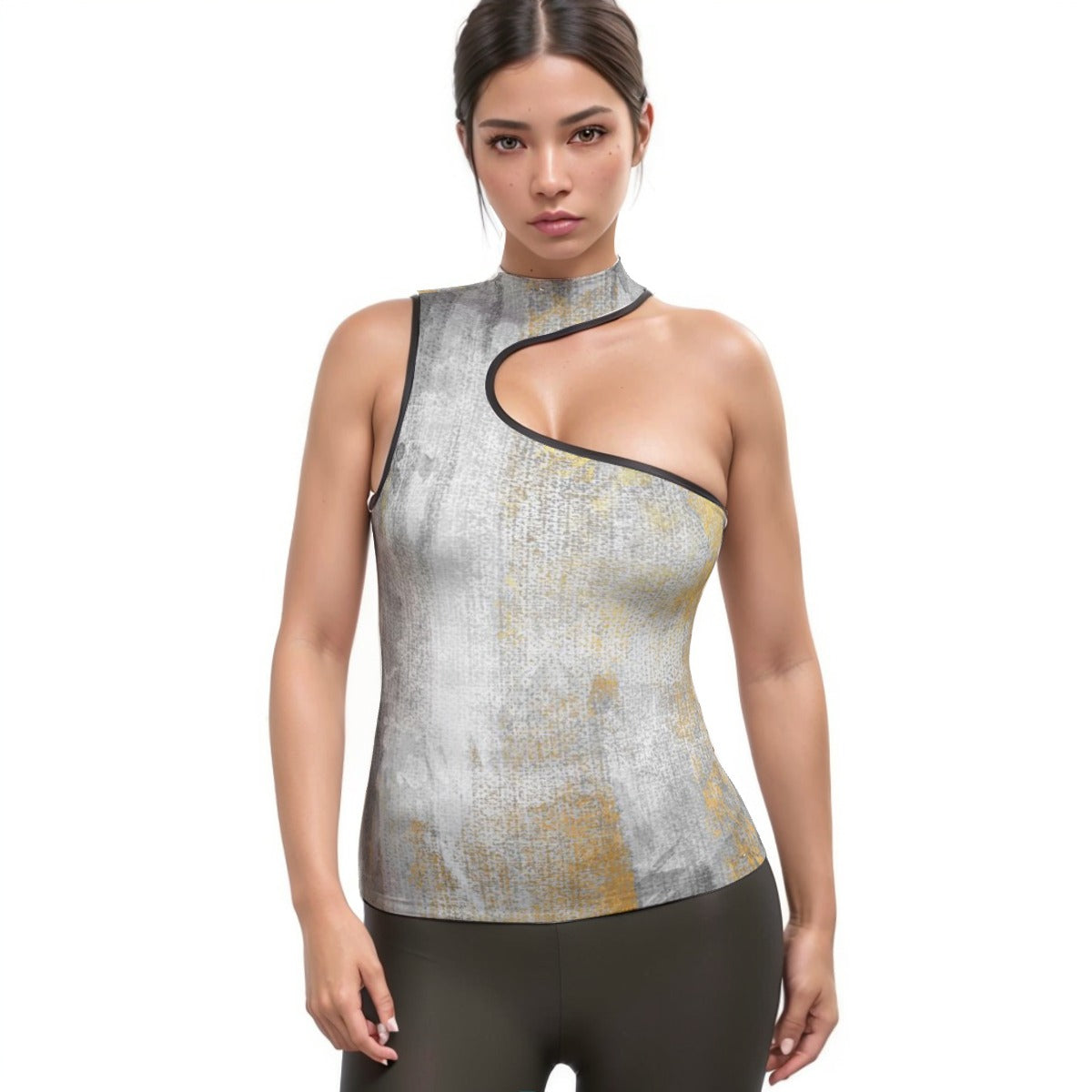 All-Over Print Women's Halter Sleeveless Asymmetrical Tank Top