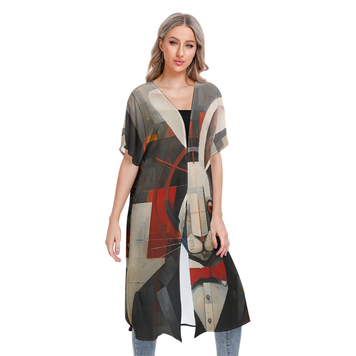 All-Over Print Women's Short Sleeve Cardigan
