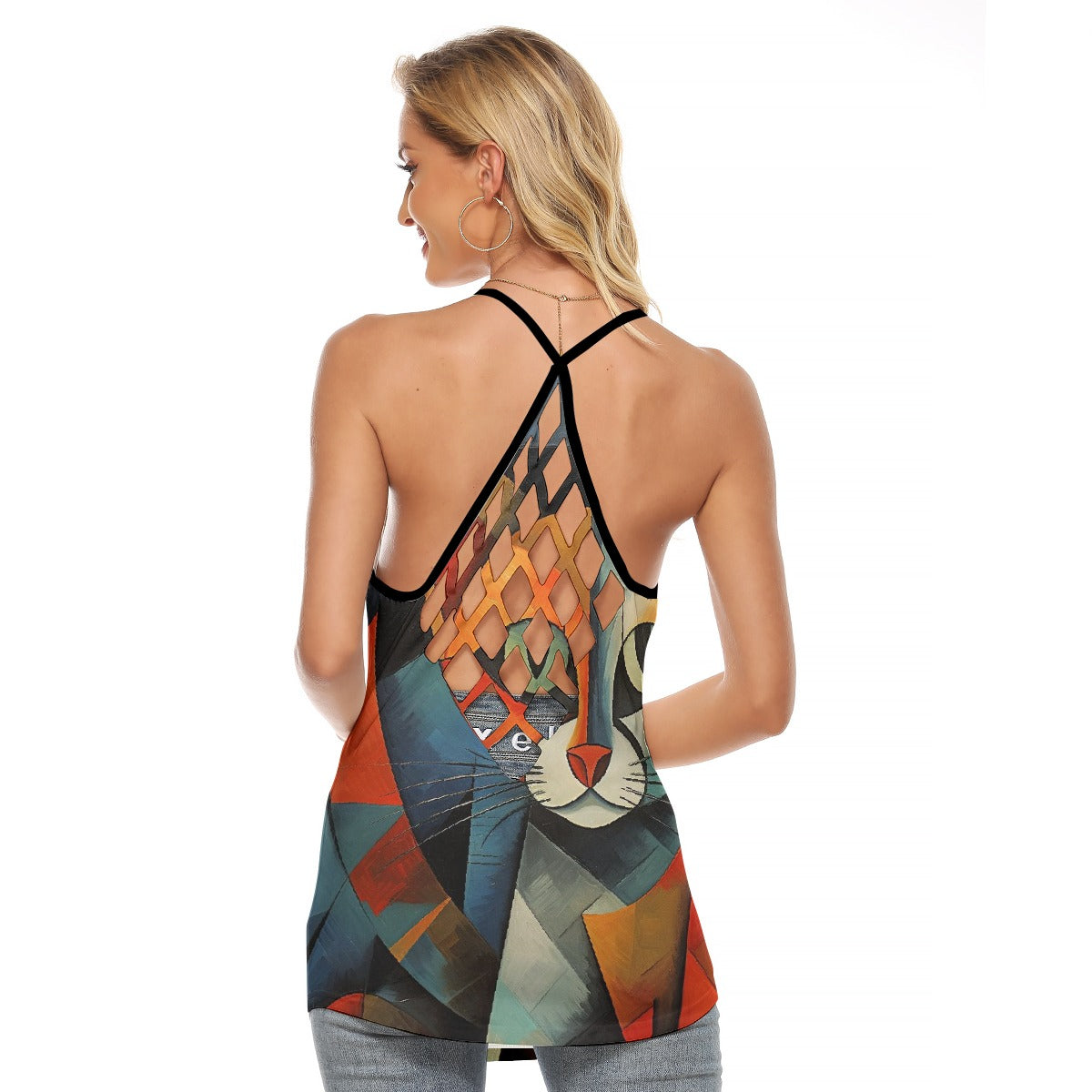 All-Over Print Women's Criss-Cross Open Back Tank Top