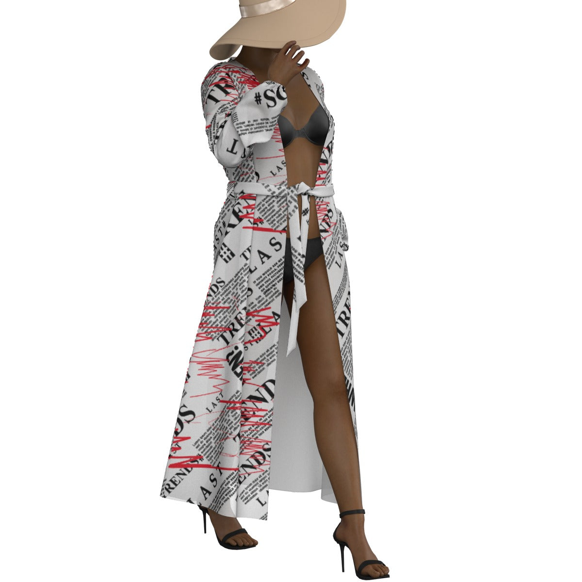 All-Over Print Women's Lace-up Chiffon Robe