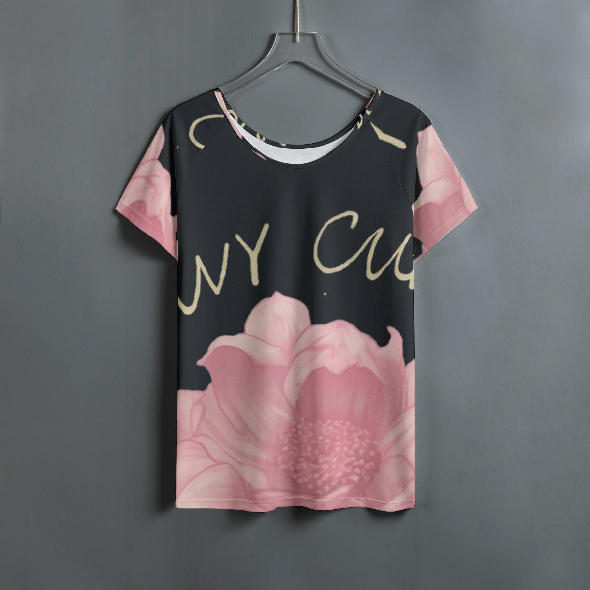 All-Over Print Women's Round Neck T-shirt With Raglan Sleeve