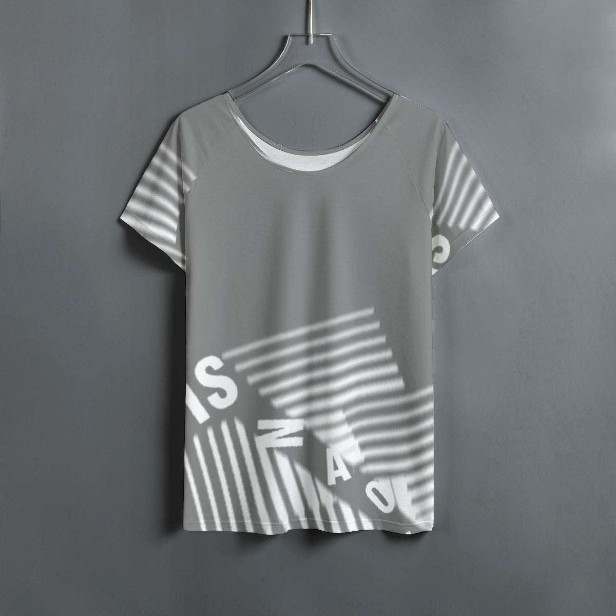 All-Over Print Women's Round Neck T-shirt With Raglan Sleeve