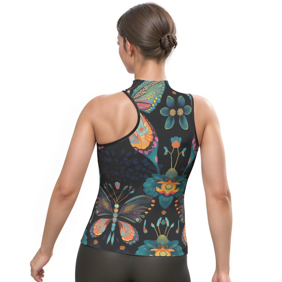 All-Over Print Women's Halter Sleeveless Asymmetrical Tank Top