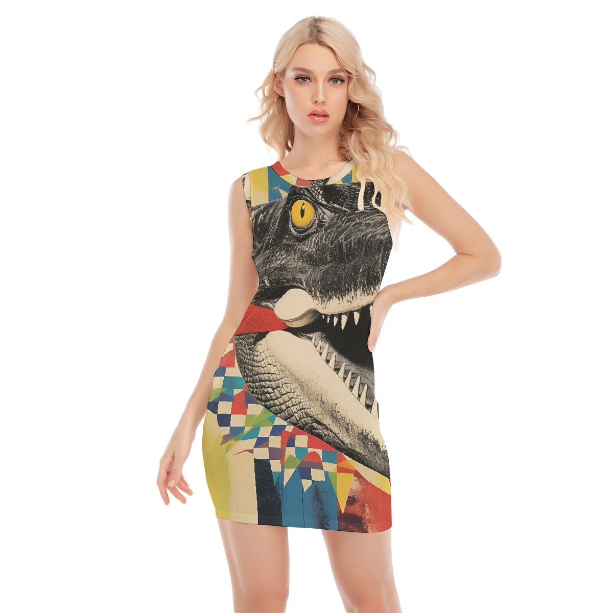 All-Over Print Women's O-neck Sleeveless Hip Skirt