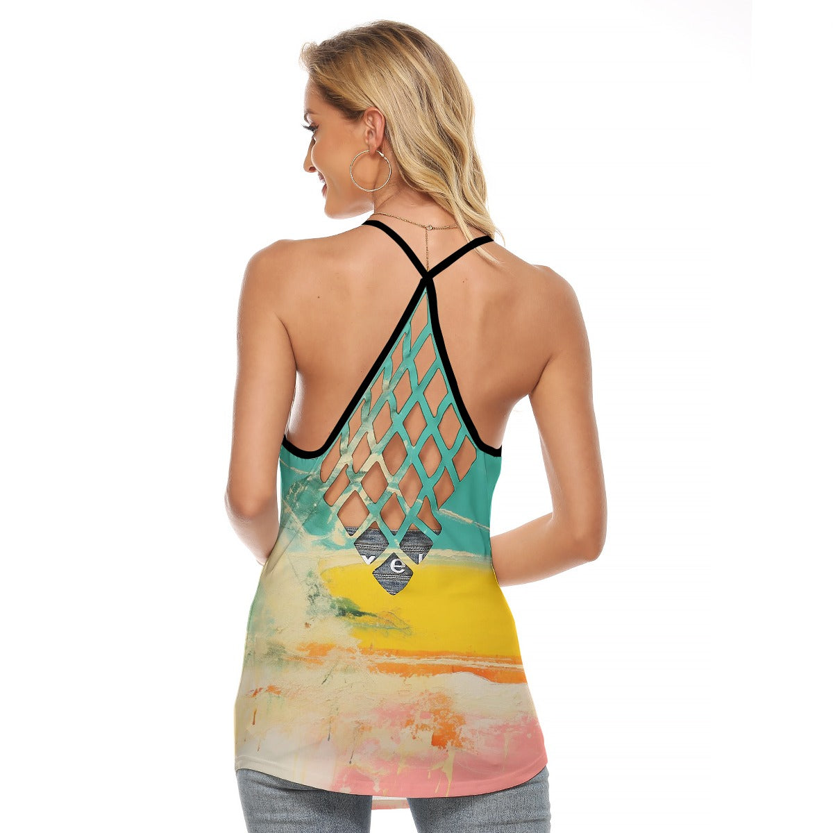 All-Over Print Women's Criss-Cross Open Back Tank Top