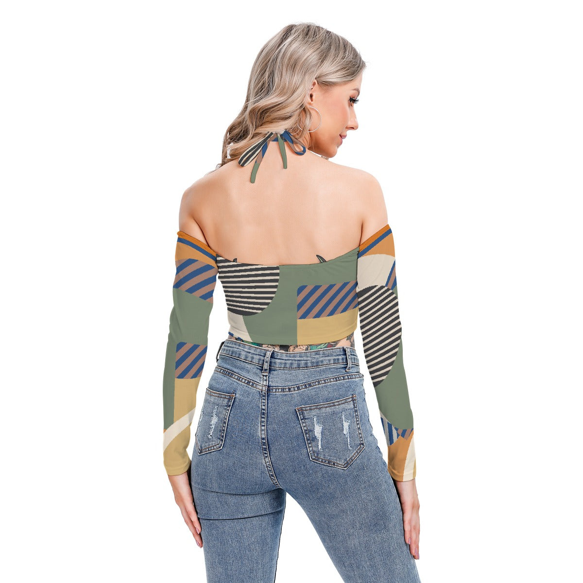 All-Over Print Women's Halter Lace-up Top