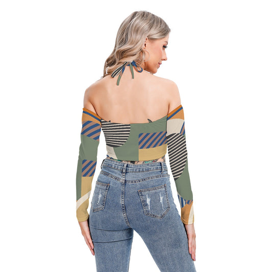 All-Over Print Women's Halter Lace-up Top