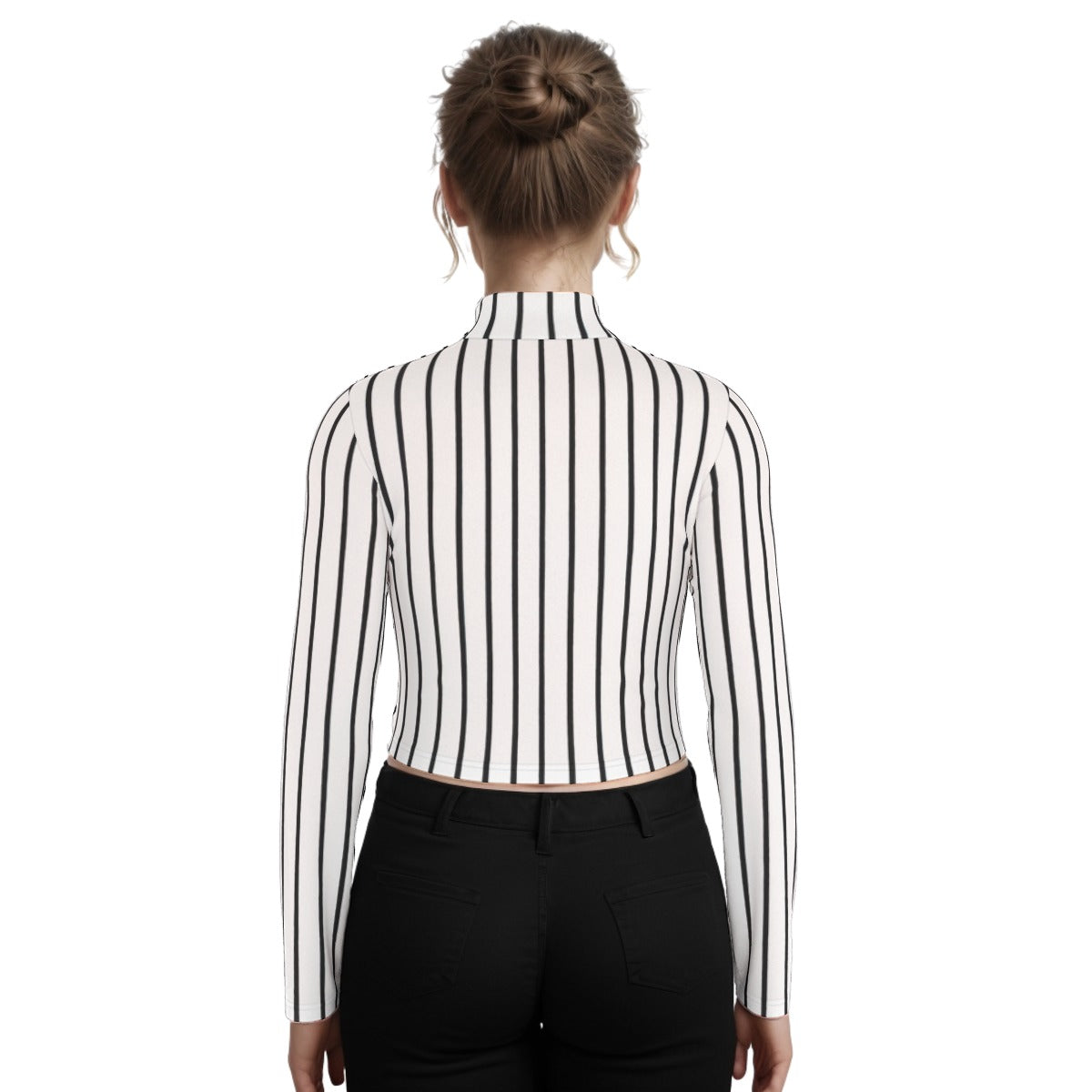 Eco-Friendly All-Over Print Women's Turtleneck T-shirt With Long Sleeve