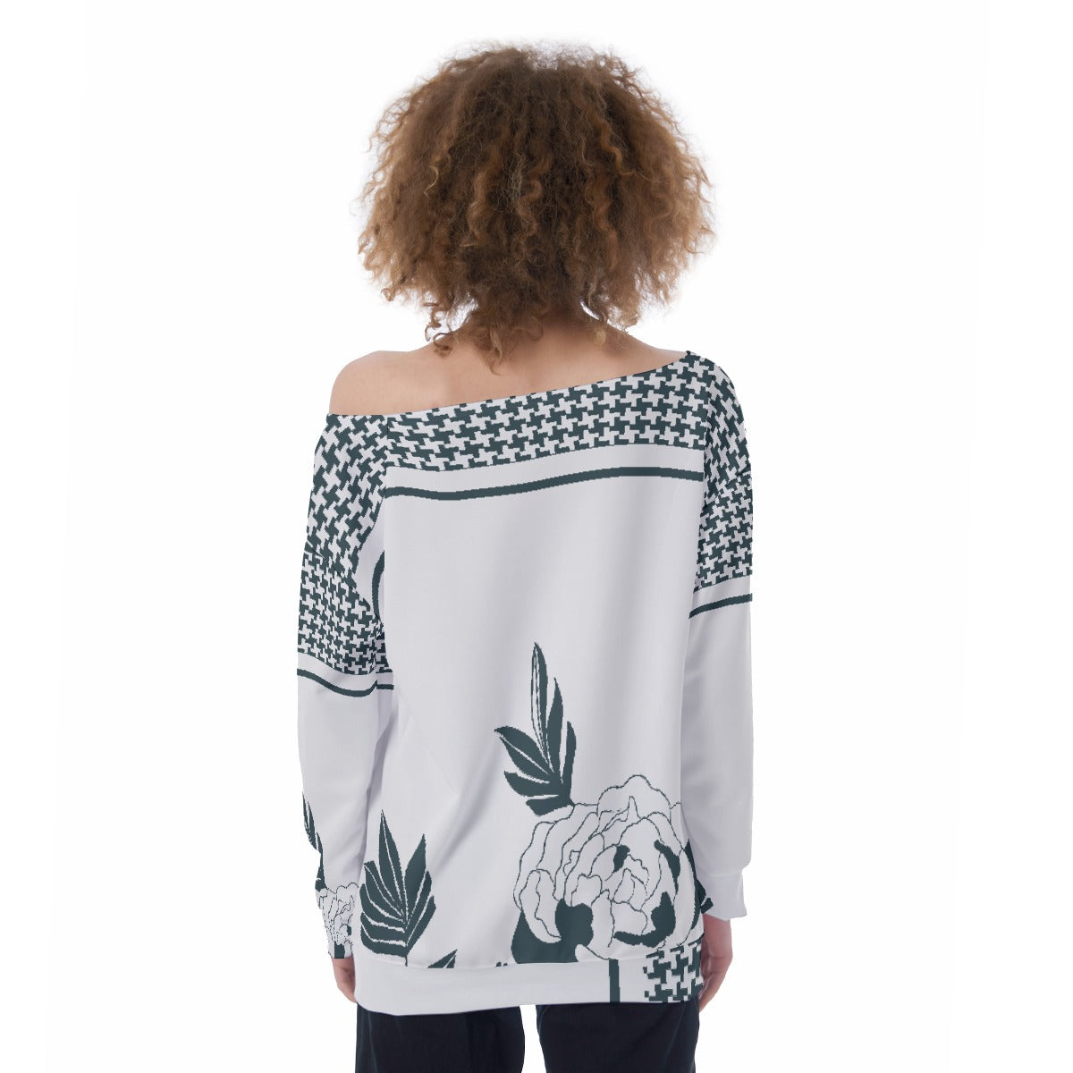 All-Over Print Oversized Women's Off-Shoulder Sweatshirt