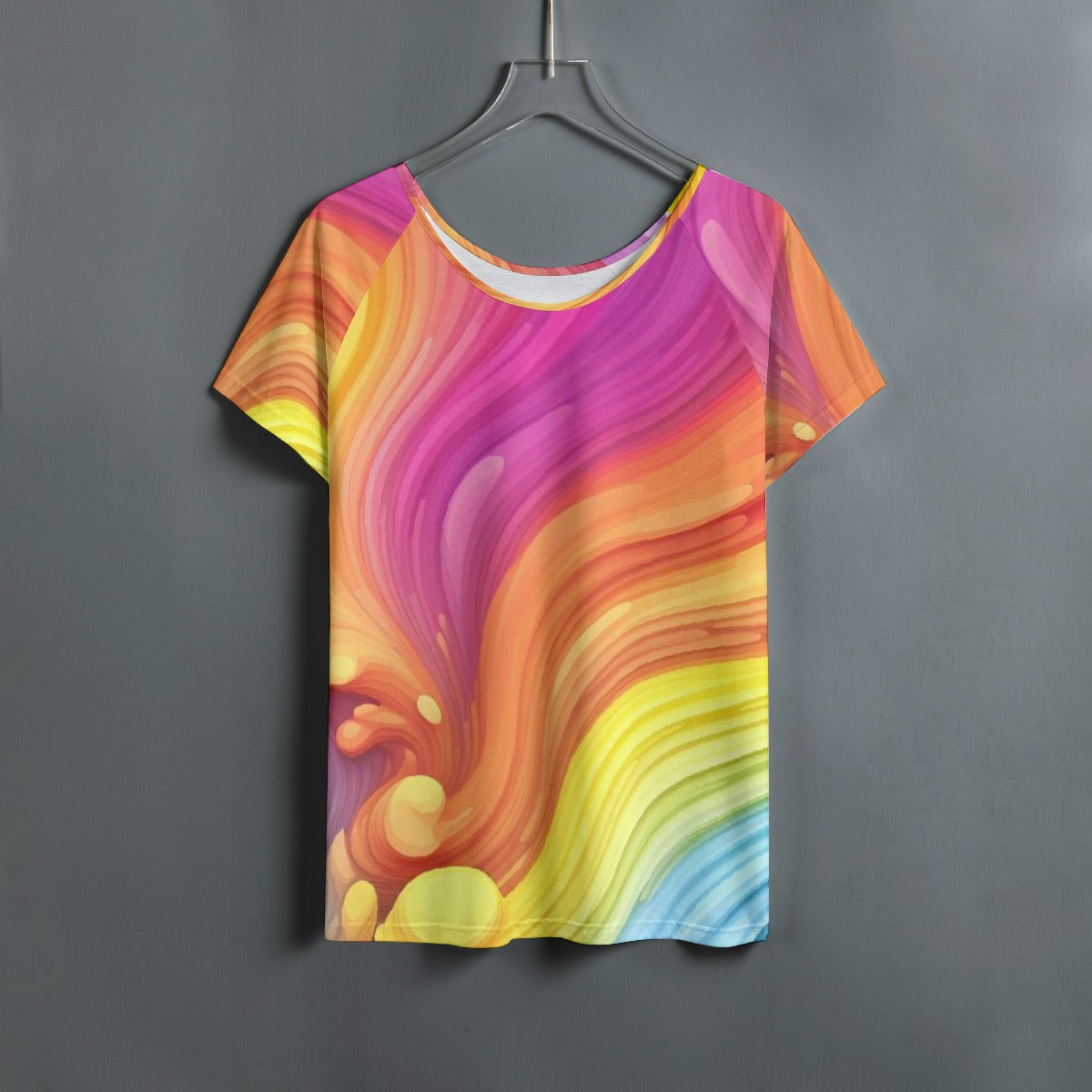 All-Over Print Women's Round Neck T-shirt With Raglan Sleeve