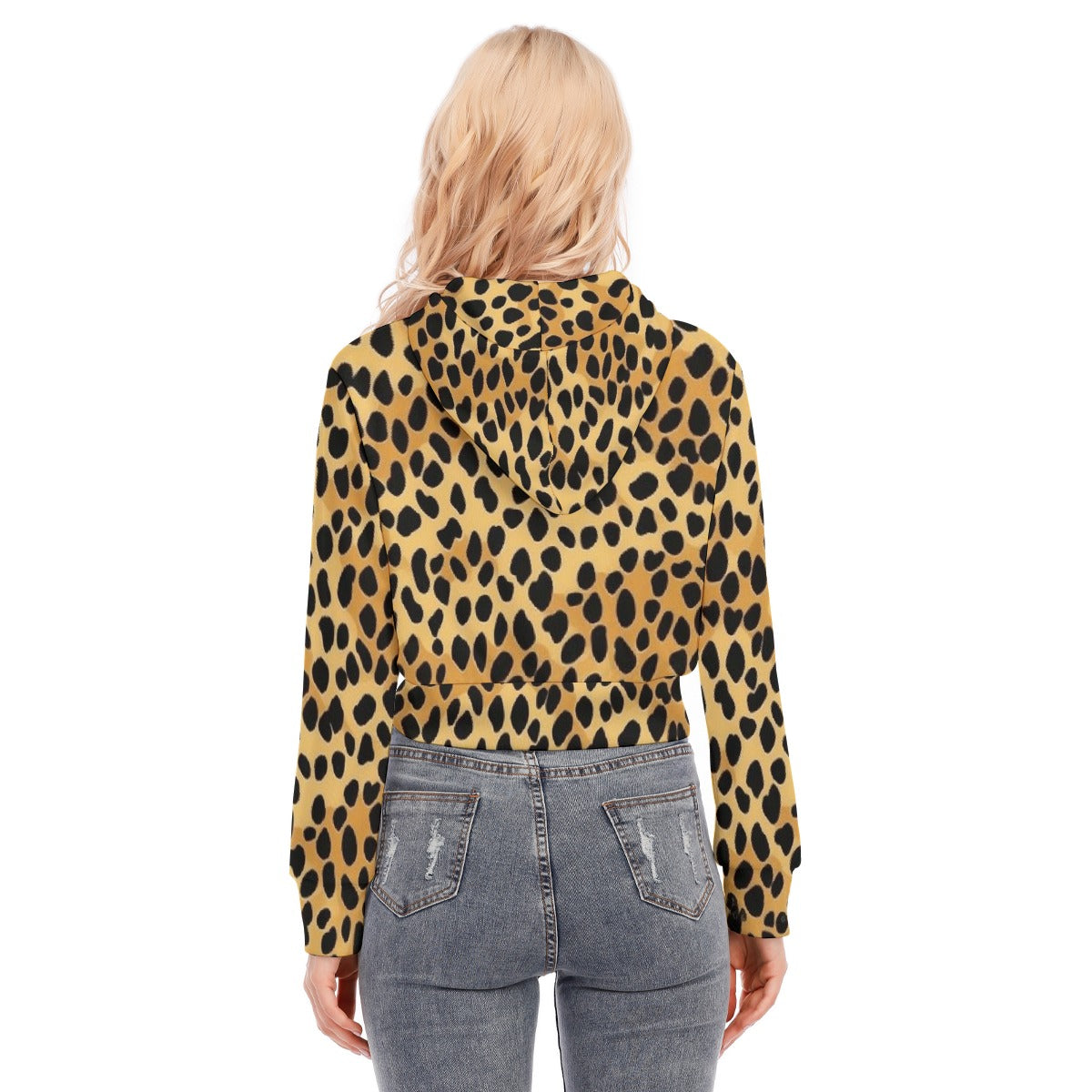 All-Over Print Women's Crop Top Hoodie With Zipper Closure