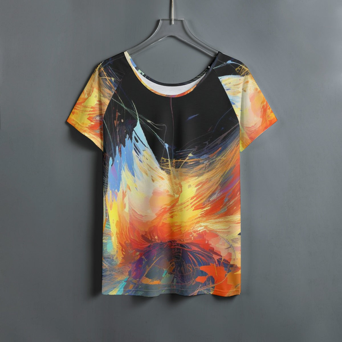 All-Over Print Women's Round Neck T-shirt With Raglan Sleeve