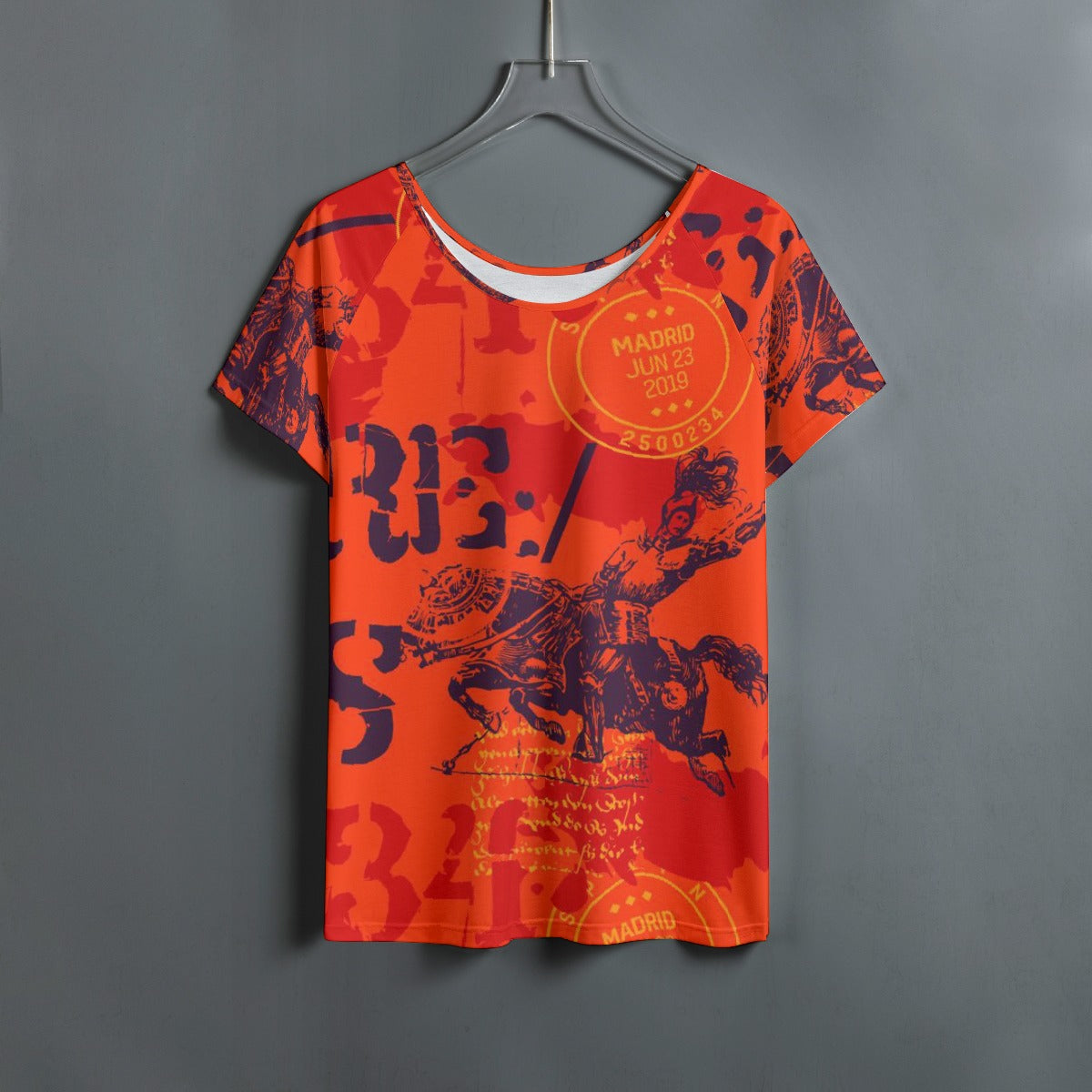 All-Over Print Women's Round Neck T-shirt With Raglan Sleeve